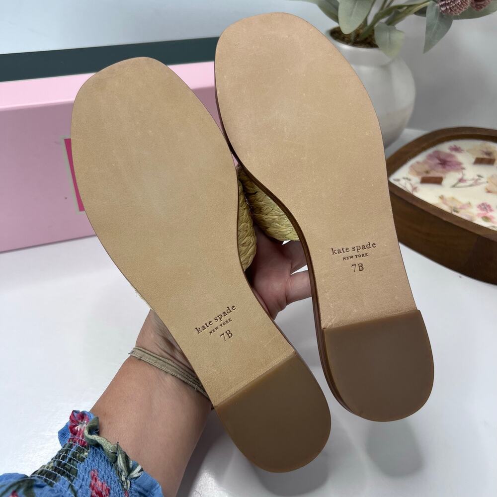Kate Spade Dock Crystal Natural Braided Raffia Slide 10011323 Women 7B NWB - Picture 8 of 10
